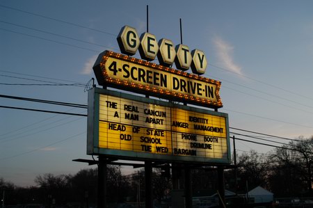 Getty 4 Drive-In Theatre - Marquee At Night Photo By Water Winter Wonderland